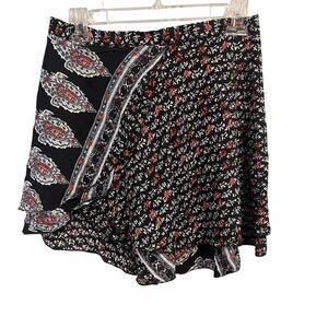 Jaase Size Medium New Black Boho Skirt Flowy Mini Floral Pattern